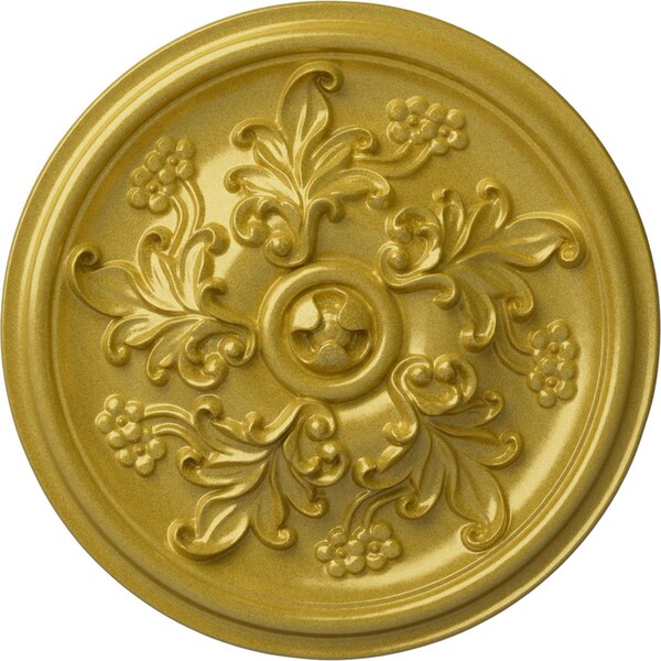 Ekena Millwork Katheryn Ceiling Medallion (Fits Canopies up to 2 1/8"), Hand-Painted Rich Gold, 14 1/2"OD x 2 3/4"P CM14KTRGS - main